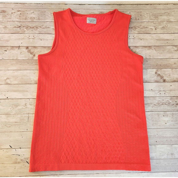 Athleta Seamless Sequence Textured Orange Tank Top Size Large - Picture 1 of 5